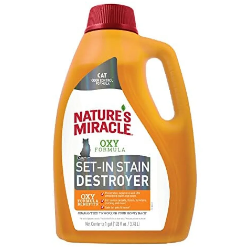 Nature's Mircale Stain & Odor Remover Oxy Formula Pour for Cats - Orange - 1 Gal