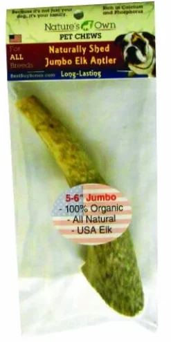 Nature's Own USA Elk Antler Natural Dog Chews - Natural - 5-6 In - Jumbo