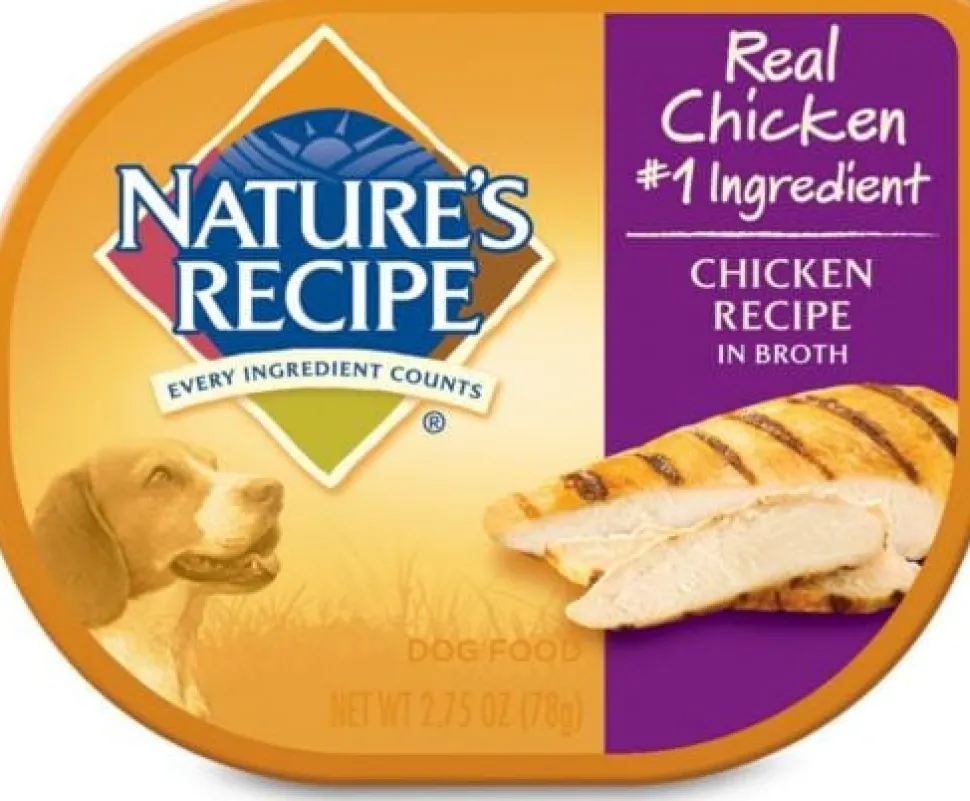 Nature's Recipe Chicken and Broth Wet Dog Food Trays - 2.75 Oz - Case of 12