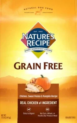 Nature's Recipe Grain-Free Chicken Sweet Potato and Pumpkin Recipe Dry Dog Food - 12 Lbs