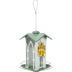 Nature's Way Country Cottage Metal Gazebo Wild Bird Feeder - Green/White - 1.56 Qt Cap