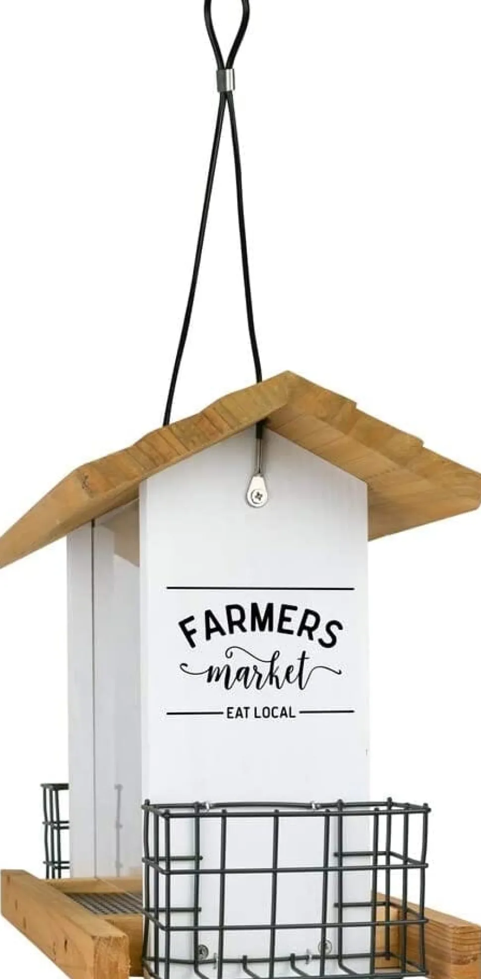 Nature's Way Farmhouse Wooden Hopper Wild Bird Feeder - White - 3 Qt Cap