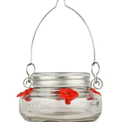 Nature's Way Mason Jar Hummingbird Feeder Pdq - Clear - 6 Oz Cap - 9 Pack