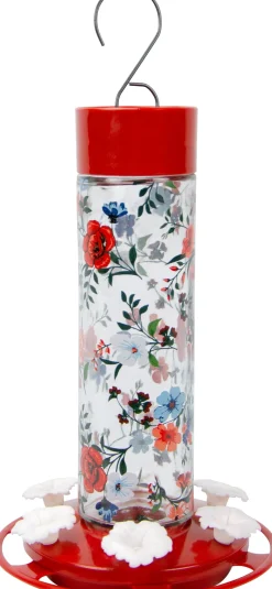 Nature's Way Vintage Blossom Decorative Glass Hummingbird Feede - Red - 20 Oz Cap