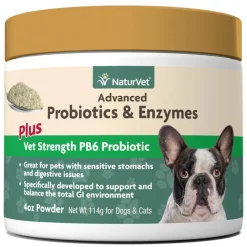 Naturvet Advanced Probiotic & Enzymes Powder Digestive Dog Supplements - 4 oz Jar