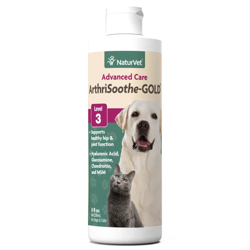 Naturvet ArthriSoothe GOLD Liquid Hip and Joint Cat and Dog Supplements - 8 oz Bottle