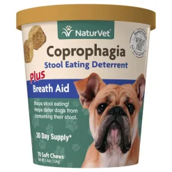 Naturvet Coprophagia Plus Breath Aid Soft Chew Stool Eating Deterrent Cat and Dog Supplements - 70 ct Cup