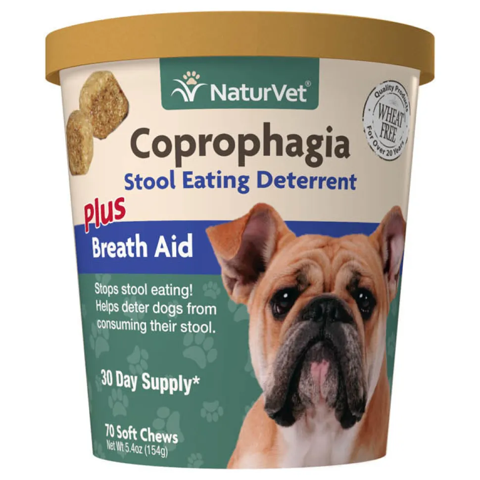 Naturvet Coprophagia Plus Breath Aid Soft Chew Stool Eating Deterrent Cat and Dog Supplements - 70 ct Cup