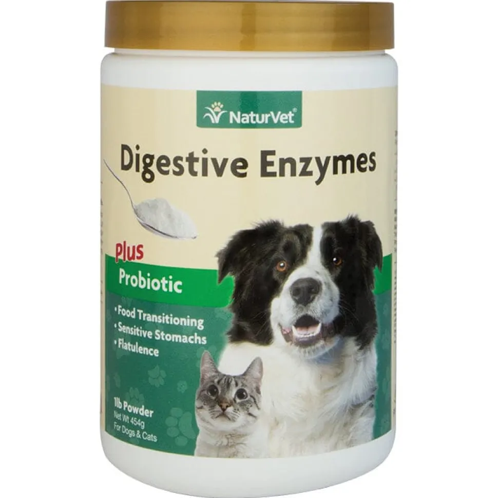 Naturvet Digestive Enzymes plus Probiotic Dog and Cat Supplements - 1 lb Jar