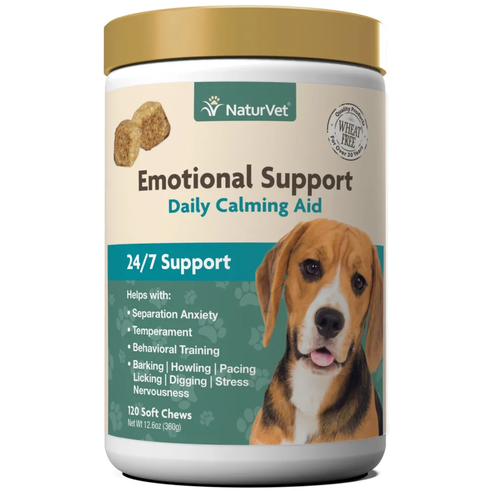 Naturvet Emotional Support Daily Calming Aid 24/7 Support for Dogs Calming Dog Supplements - 120 ct Bottle