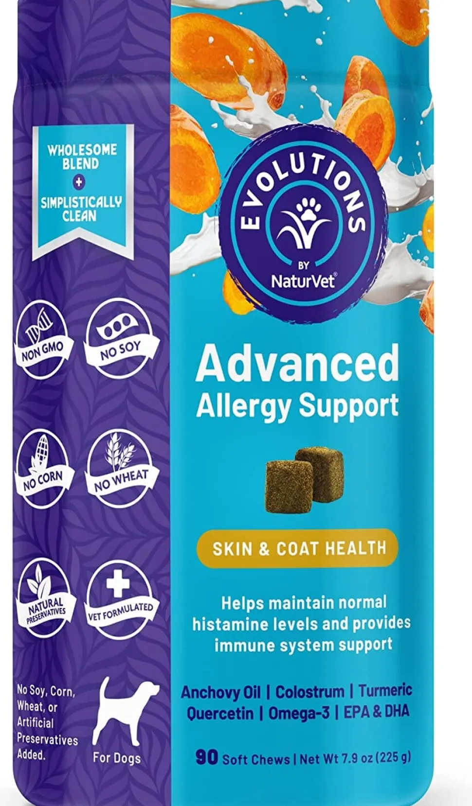Naturvet Evolutions Advanced Allergy Support Soft Chews Dog Supplements - 90 Count