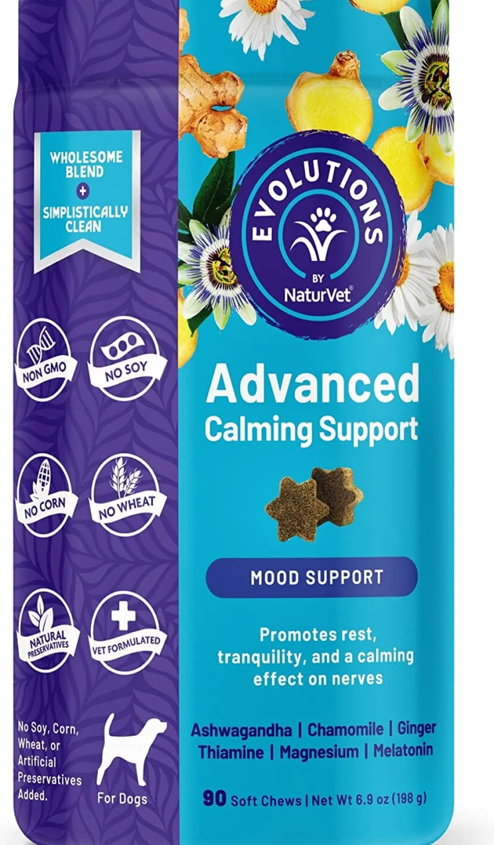 Naturvet Evolutions Advanced Calming Soft Chews Dog Supplements - 90 Count