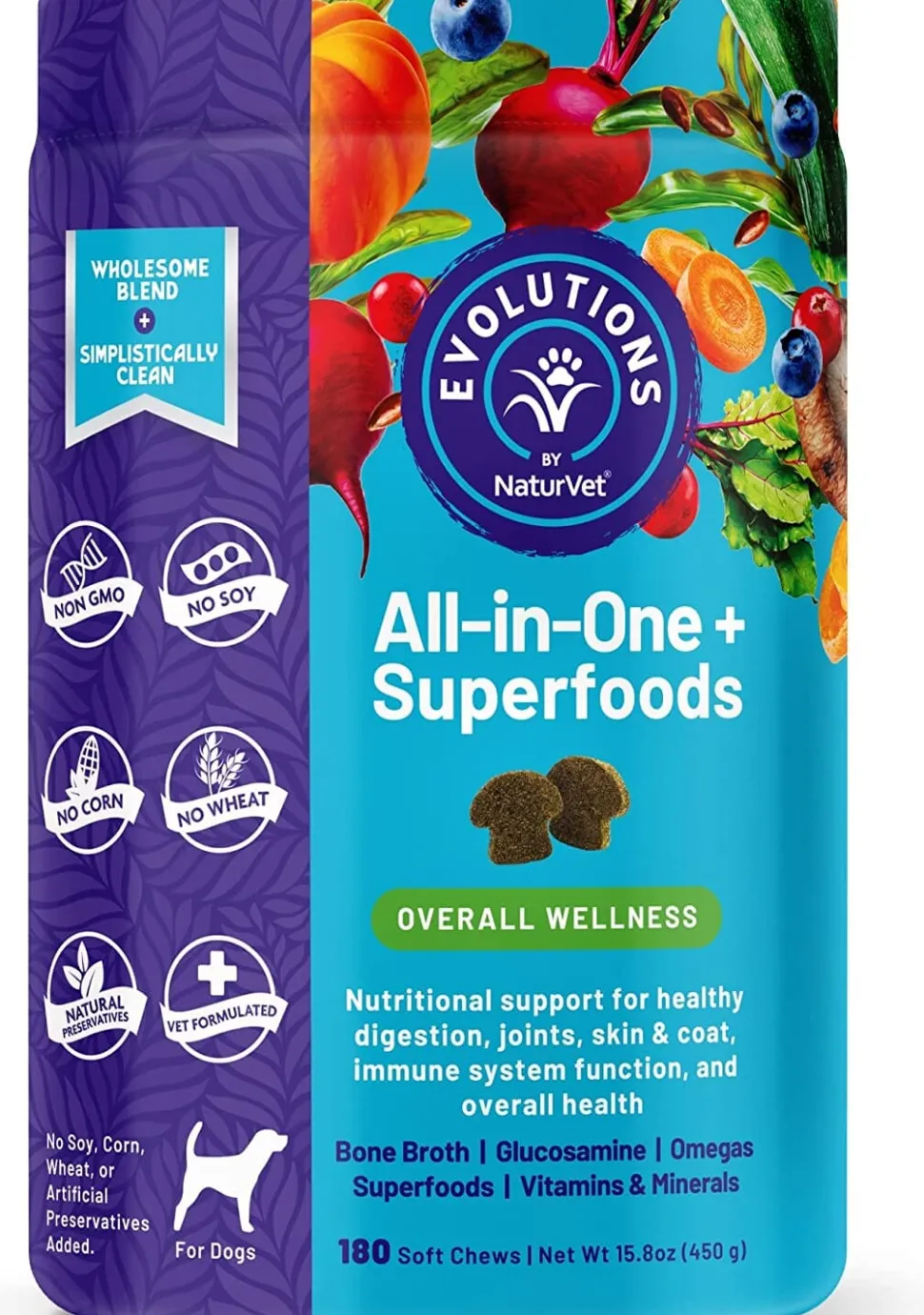 Naturvet Evolutions 5-in-1 Soft Chews Dog Supplements - 180 Count