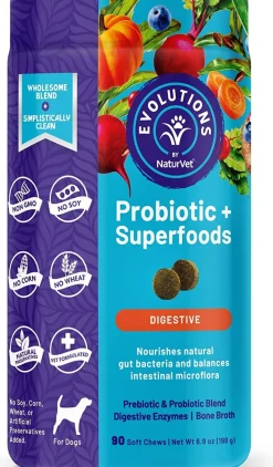 Naturvet Evolutions Probiotic + Superfoods Soft Chews Dog Supplements - 90 Count