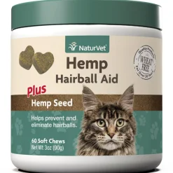 Naturvet Hemp Hairball Aid Plus Hemp Seed Soft Chews Cat Chewy Supplements - 60 ct