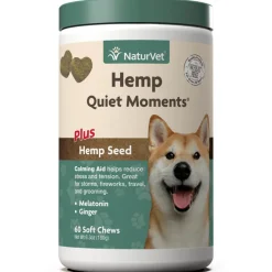 Naturvet Hemp Quiet Moments Plus Hemp Seed Soft Chew Cat and Dog Supplements - 60 ct Jar