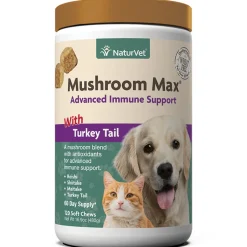 Naturvet Mushroom Max Advanced Immune Support Cat and Dog Vitamins - 120 ct Jar
