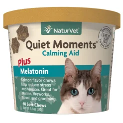 Naturvet Quiet Moments Plus Melatonin Cat Chewy Supplements - 60 ct Cup
