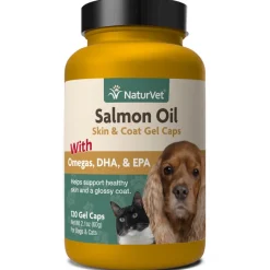 Naturvet Salmon Oil Gel Caps 500mg Cat and Dog Supplements - 120 ct Jar