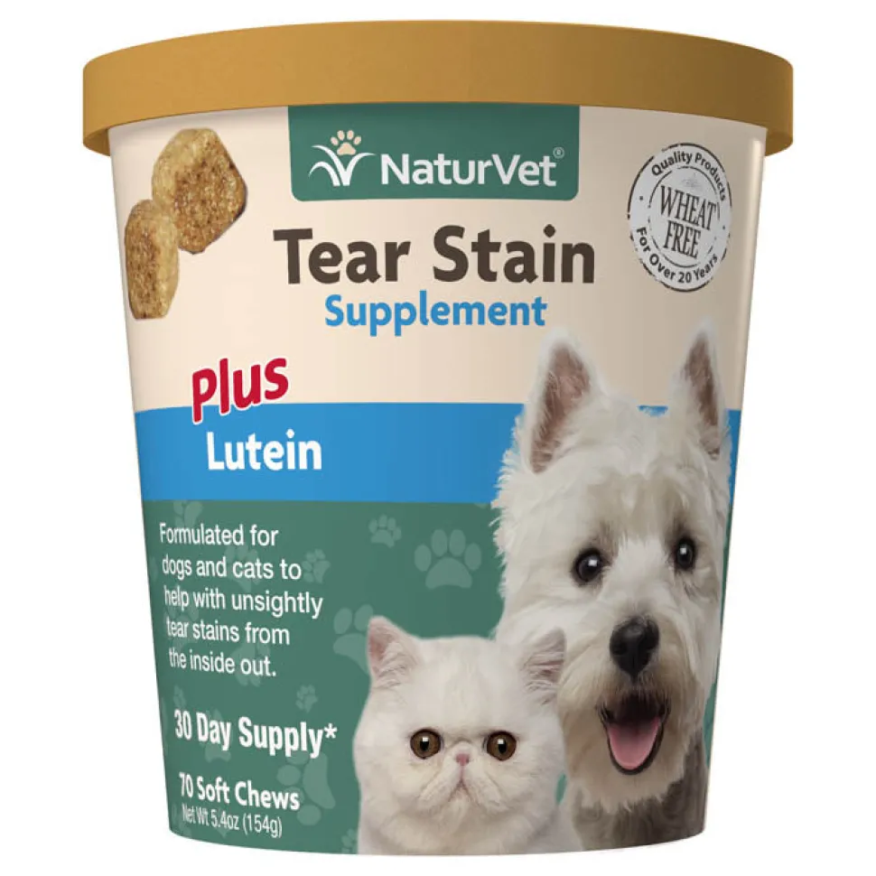 Naturvet Tear Stain Plus Lutein Soft Chews Cat and Dog Tear Stain Remover - 70 ct Cup