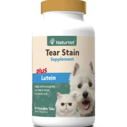 Naturvet Tear Stain Supplement Tablets Cat and Dog Tear Stain Remover - 60 ct Bottle