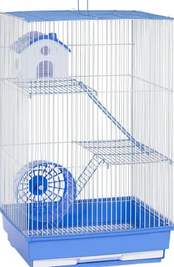 Nibbles A&E 3 Story Hamster/Gerbil Cage with House And Wheel - 14 X 11 X 22 In - 4 Pack