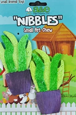 Nibbles Loofah Potted Plant Chews Small Animal Chew Toy - Small - 2 Pack