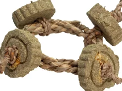 Nibbles Timothy Hay Braided Rope Circle Chew Toy Small Animal Chewy Treats -