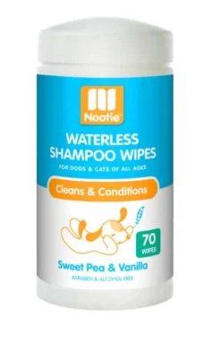 Nootie Sweet Pea & Vanilla Waterless Shampoo Wipes For Dogs & Cats