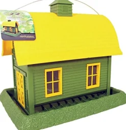 North States Village Collection Barn Plastic Hopper Wild Bird Feeder - Green/Yellow - 8 Lbs Cap