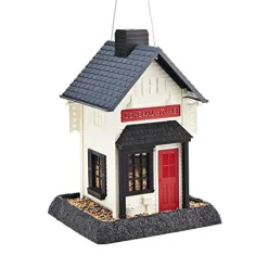 North States Village Collection General Store Plastic Hopper Wild Bird Feeder - White/Red - 6.5 Lbs Cap