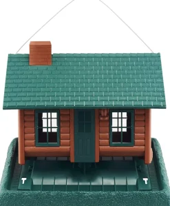 North States Village Collection Log Cabin Plastic Hopper Wild Bird Feeder - Green/Brown - 8 Lbs Cap