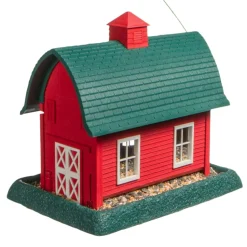 North States Village Collection Barn Bird Plastic Hopper Wild Bird Feeder - Red - 8 Lbs Cap