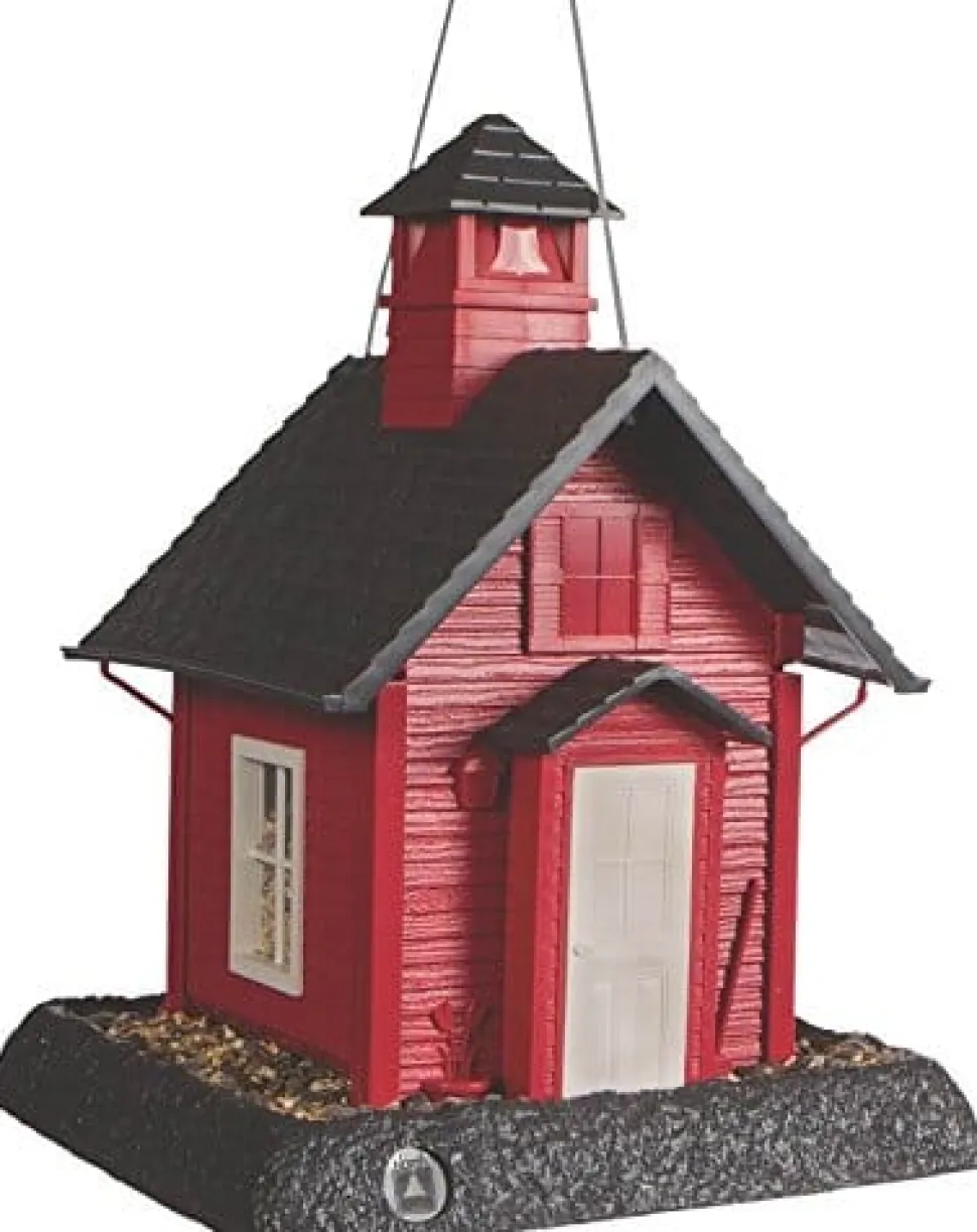 North States Village Collection School House Plastic Hopper Wild Bird Feeder - Red - 5 Lbs Cap