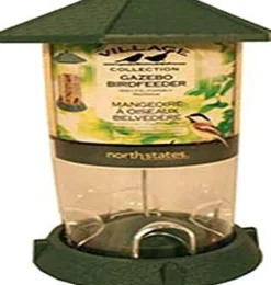 North States Village Collection Gazebo Plastic Hopper Wild Bird Feeder - Green - 2.25 Lbs Cap