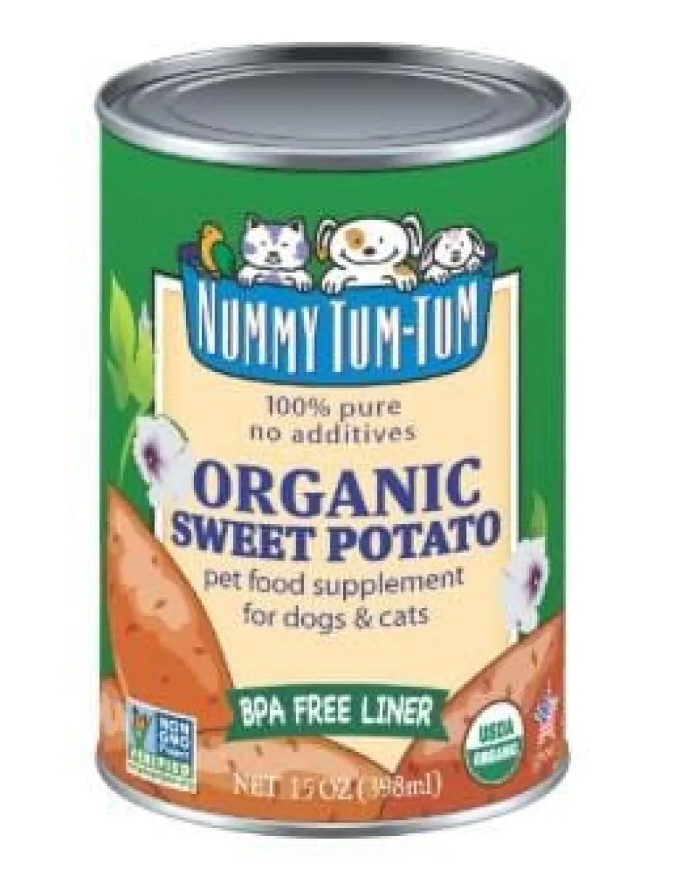 Nummy Tum Tum Organic Sweet Potato Puree Canned Cat and Dog Food - 15 Oz - Case of 12