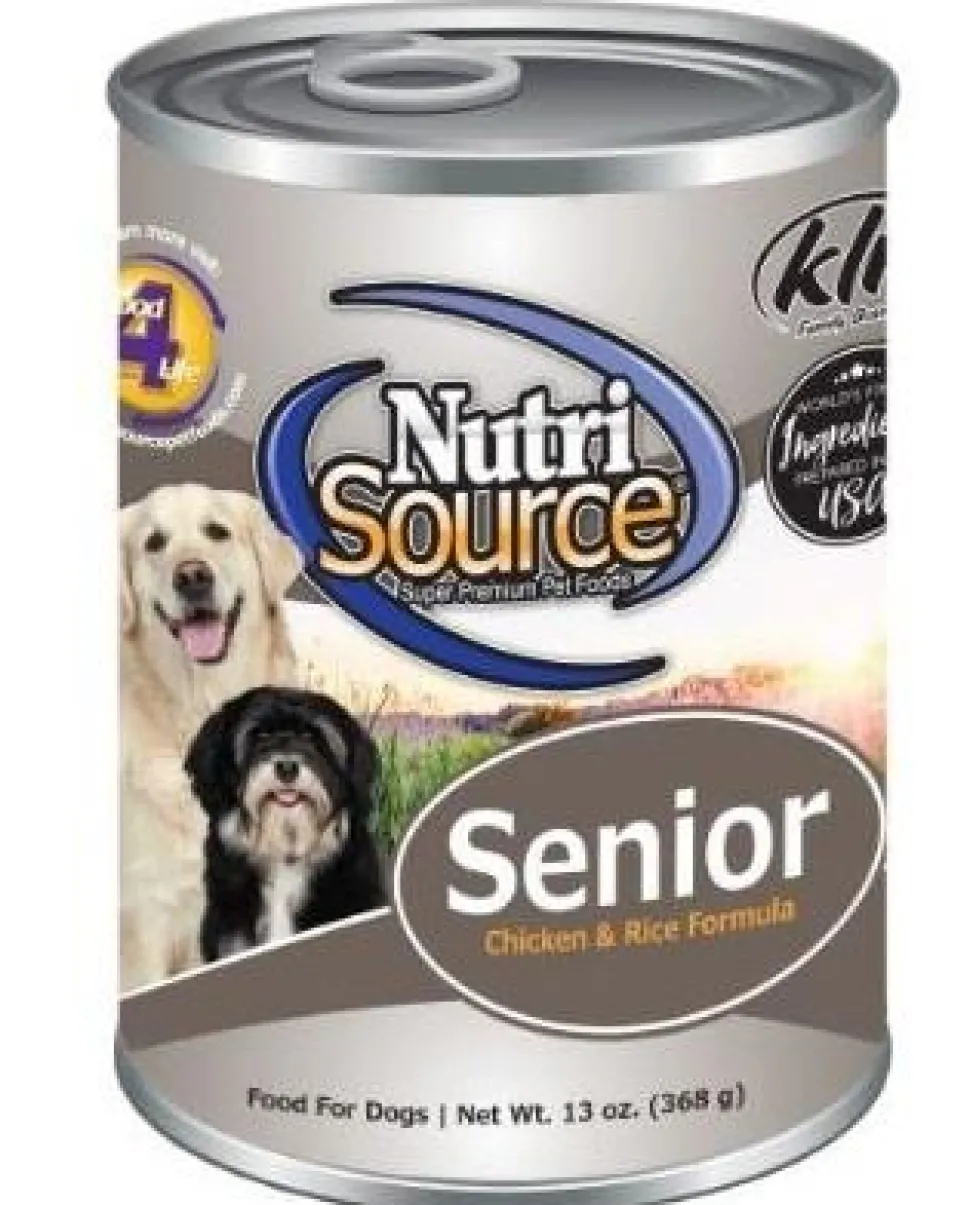 Nutrisource Chicken and Rice Senior Adult Canned Dog Food - 13 Oz - Case of 12