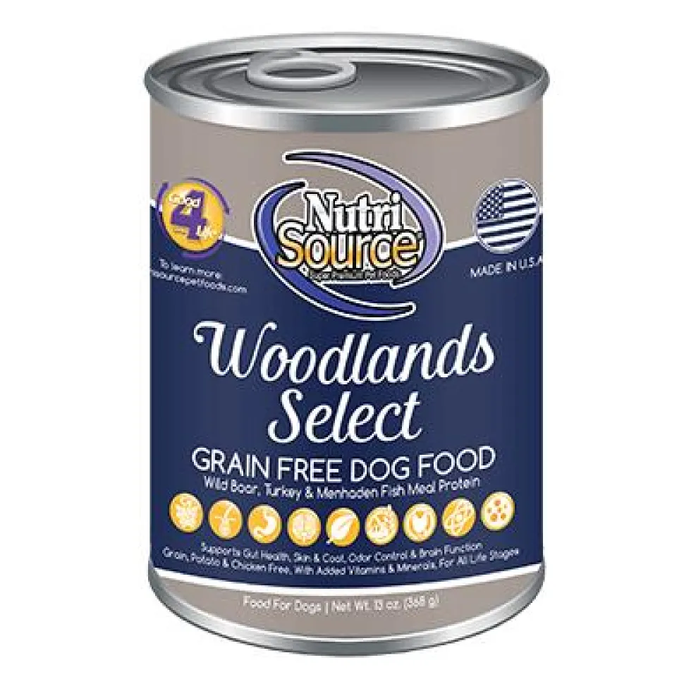 Nutrisource Grain-Free Woodlands Select with Wild Boar Turkey and Fish Canned Dog Food - 13 Oz - Case of 12