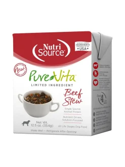 Nutrisource Pure Vita Beef Stew Tetra Packs Wet Dog Food - 12.5 oz - Case of 12