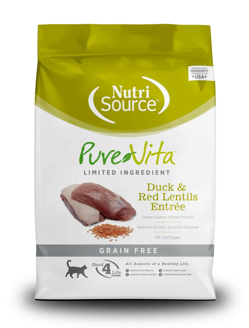 Nutrisource Pure Vita Grain Free Duck & Lentils Dry Cat Food - 15 lb Bag