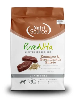 Nutrisource Pure Vita Grain Free Kangaroo & Lentil Dry Dog Food - 5 lb Bag