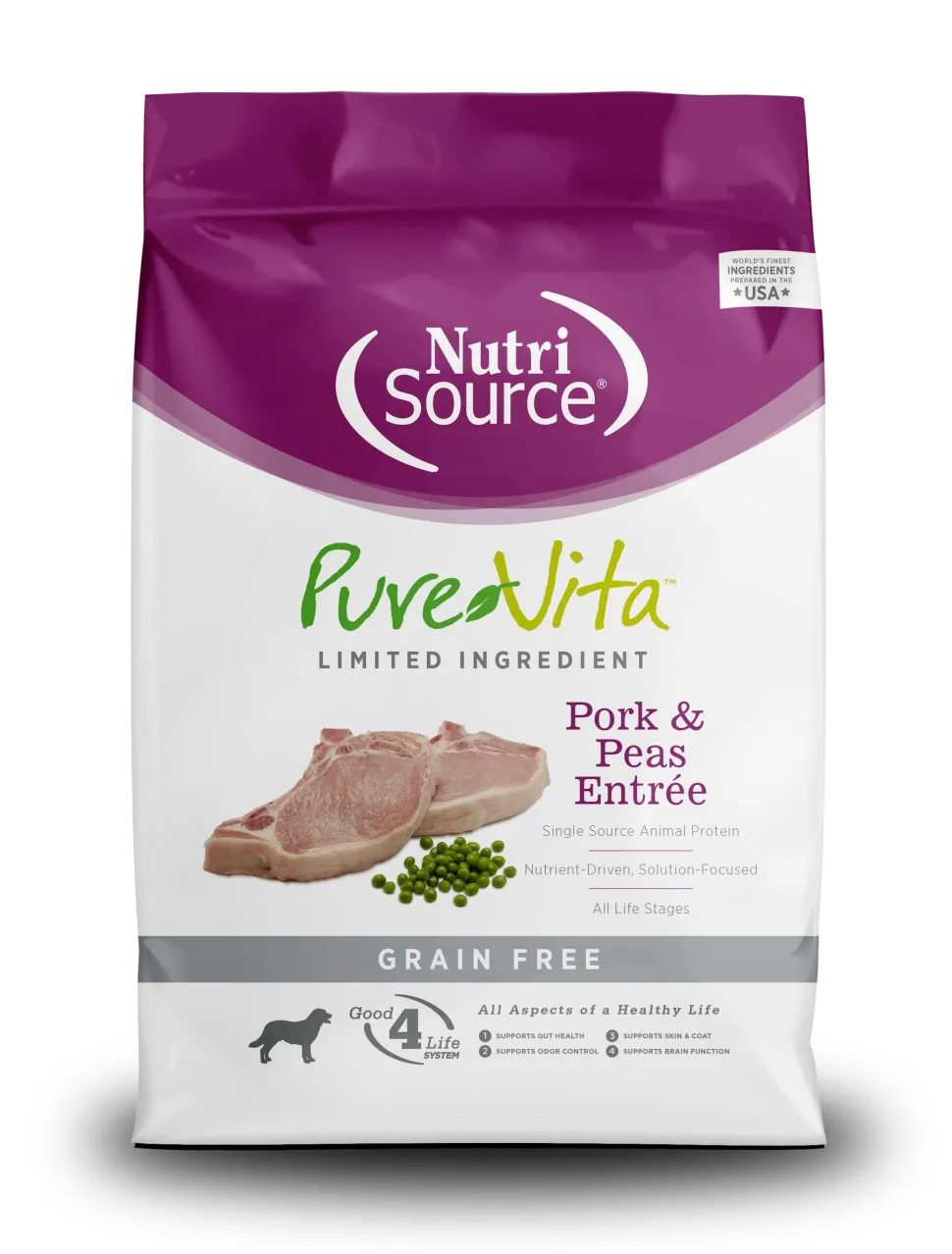 Nutrisource Pure Vita Grain Free Pork & Peas Dry Dog Food - 25 lb Bag