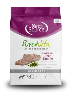 Nutrisource Pure Vita Grain Free Pork & Peas Dry Dog Food - 5 lb Bag