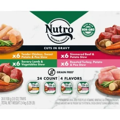 Nutro Cuts in Gravy 4 Flavor Trays Multi Pack Case Wet Dog Food - 12.5 oz - Case of 24
