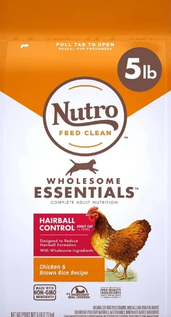 Nutro Hairball Adult Cat Chicken & Rice Dry Cat Food - 5 lb Bag
