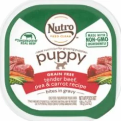Nutro Puppy Tender Beef , Pea & Carrot Bites in Gravy Wet Dog Food Trays - 3.5 oz - Case of 24