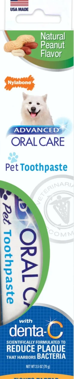 Nylabone Advanced Oral Care Natural Toothpaste Dog Dental Care - Peanut - 2.5 Oz