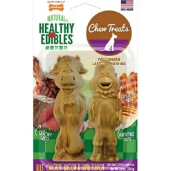 Nylabone Healthy Edibles Farm Friends Dog Biscuits Treats - Bacon/Beef/Ckn/ - Large - 2 Pack