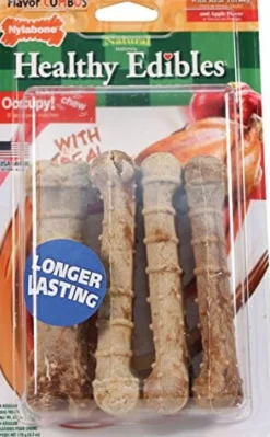 Nylabone Healthy Edibles Natural Chew Dog Biscuits Treats - Turkey/Apple - Reg - 4 Pack