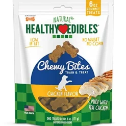 Nylabone Healthy Edibles Natural Chewy Bites Dog Biscuits Treats - Chicken - 6 Oz